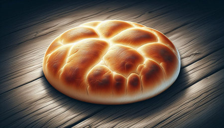 Bread on a wooden background. 3d rendering, 3d illustration.