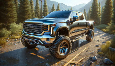 3D CG rendering of Pickup truck in the desert 3D illustration
