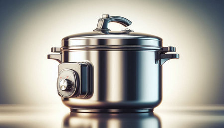stainless steel cooking pot on a white background. 3d rendering