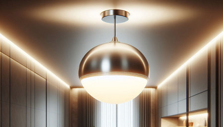 Ceiling lamp in the interior of the hotel. 3d rendering