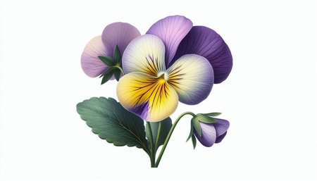 pansy flower isolated on white background. 3d illustration.の写真素材