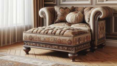 Luxury sofa in classic interior. 3d render illustration.の写真素材