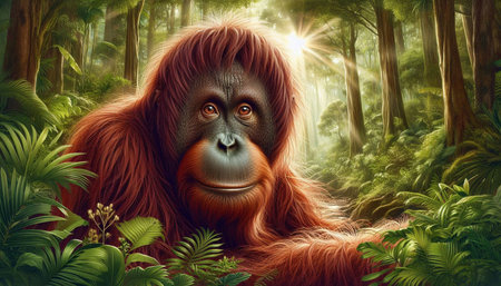 Orangutan in the jungle. 3D illustration. Clip art.の写真素材