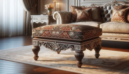 Luxury living room interior with antique furniture. 3d render