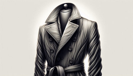 Men's coat in the style of engraving. 3d illustration