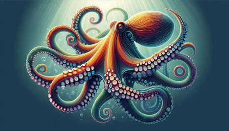 Abstract octopus. Futuristic background for your design. Vector illustration.の写真素材