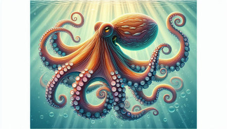 Octopus in the sea. 3d illustration. Computer generated image.の写真素材