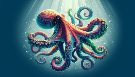 Octopus in the sea. 3d illustration. Computer generated image.の写真素材