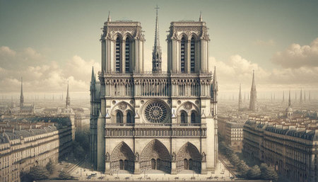 Notre Dame Cathedral in Paris, France. Panoramic view.の写真素材
