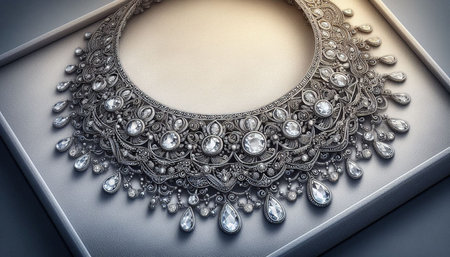 Beautiful jewelry in a box. Jewelry background. 3D rendering