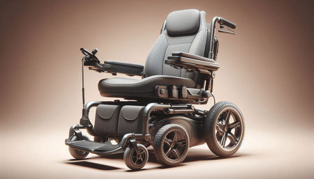 Wheelchair for disabled people on a brown background. 3d rendering