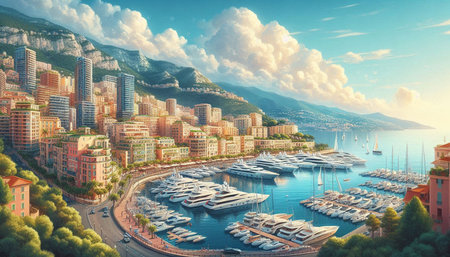 Luxury yachts and boats in the harbor of Monacoの写真素材