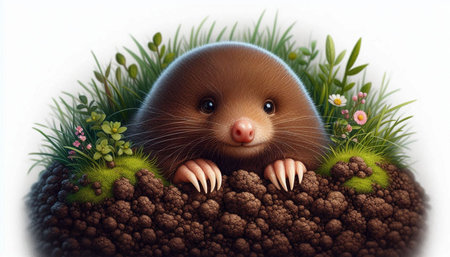 hedgehog in the grass isolated on white background. 3d illustration