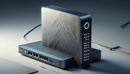 External hard drive connected to a laptop computer. 3d illustration.