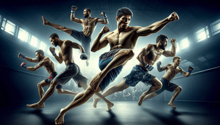 Sportsmen fighting in a gym as a concept of a healthy lifestyle
