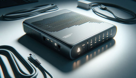 wireless router on white background. 3d rendering. Computer hardware.
