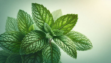 Fresh mint leaves on a light background. Mint leaves close-up.