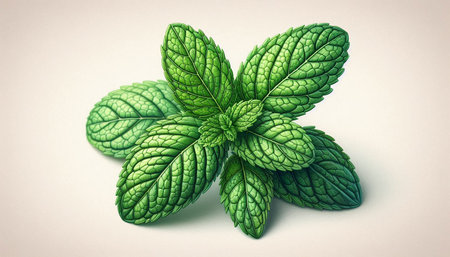 Fresh mint leaves isolated on white background. Mint leaves top view.