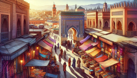 Famous cityscape of Fez, Morocco. Panoramic view.の写真素材