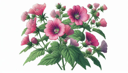 Malva sylvestris, hollyhock, alcea sylvestris, medicinal plant