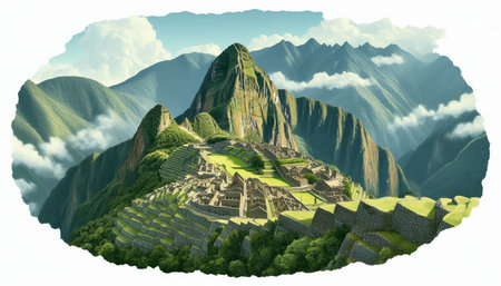 Machu Picchu, Peru - 3D render of Machu Picchu in Peruの写真素材