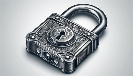 Combination padlock on a white background. 3d illustration.