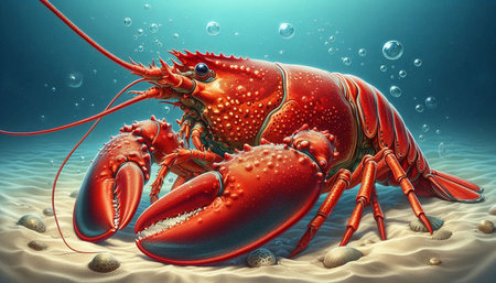 Crayfish on the sand. 3D illustration. 3D CG. High resolution.の写真素材