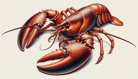 lobster isolated on white background. 3d render illustration.の写真素材
