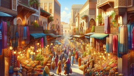 Crowds of unknowns muslim people walking in the street of the old city of Mecca, Saudi Arabia.