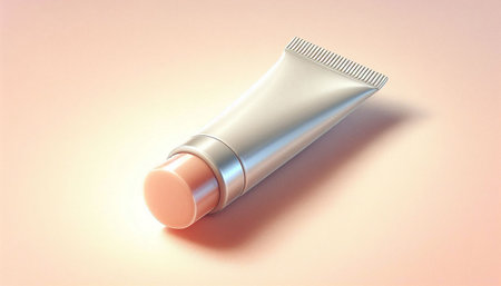 3d rendering of a cosmetic tube in pastel colors on a light background