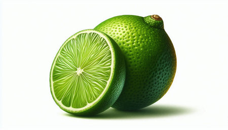 Lime and slice isolated on white background. Clipping path included.