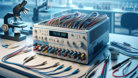 Electrical equipment in the laboratory. 3d rendering. Computer digital drawing.