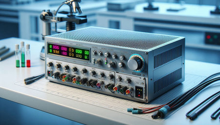 Electronic analyzer in the laboratory. Medical equipment. 3d rendering