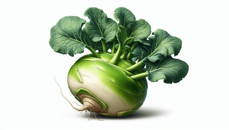 Kohlrabi isolated on white background. Realistic vector illustration.