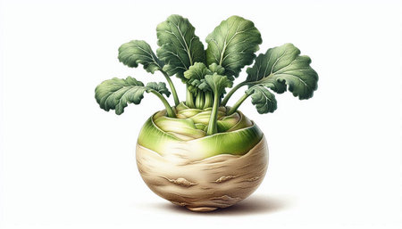 Kohlrabi in a pot on a white background. 3d rendering