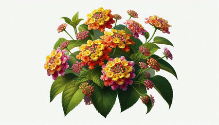 Lantana camara flowers isolated on white background. Clipping path included.