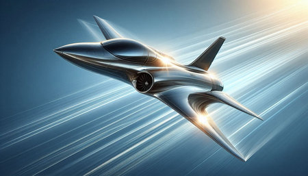 Futuristic airplane in space. 3d illustration. Clip-art