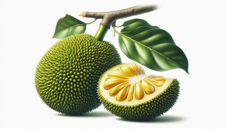 Jackfruit isolated on white background, clipping path included. Vector illustration.