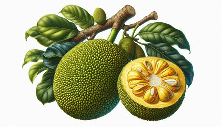 Jackfruit (Artocarpus heterophyllus) on white background