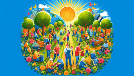 People walking in the park. Vector illustration of people walking in the park.