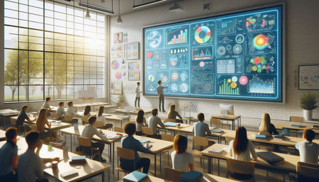 Conceptual image of business people working together in a modern office