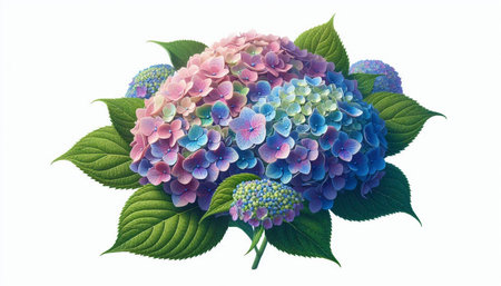 Hydrangea flowers isolated on white background. Hydrangea macrophyllaの写真素材