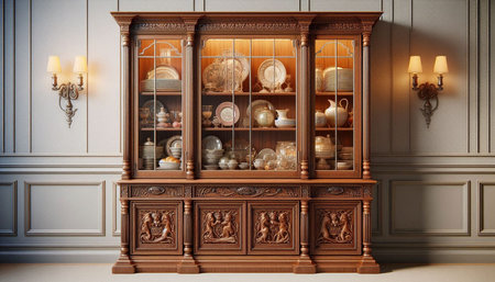 Vintage cabinet in classic style. 3d render. Interior design.の写真素材