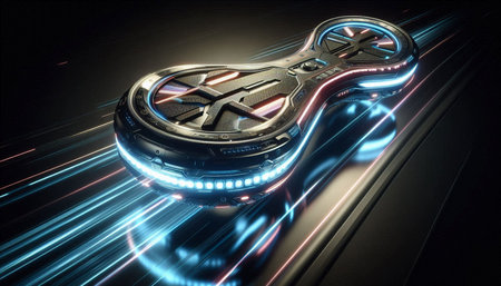 3D rendering of a futuristic padlock with luminous lines on a black background