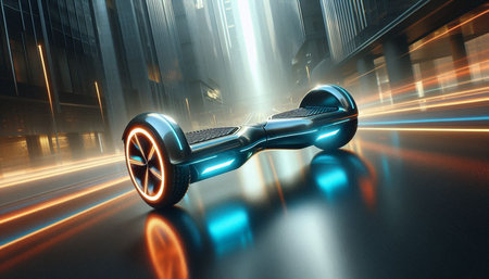Close-up of a self-balancing self-balancing electric scooter. 3D rendering