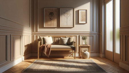interior with sofa. 3d render illustration mock-up.の写真素材