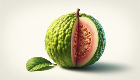 Fresh guava fruit isolated on white background. 3d illustration.