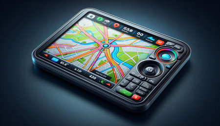GPS navigator on a black background. 3d rendering.