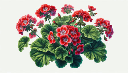 Geranium flowers isolated on white background. Hand-drawn illustration.