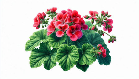 Flowering geranium isolated on white background. Geranium Pelargonium
